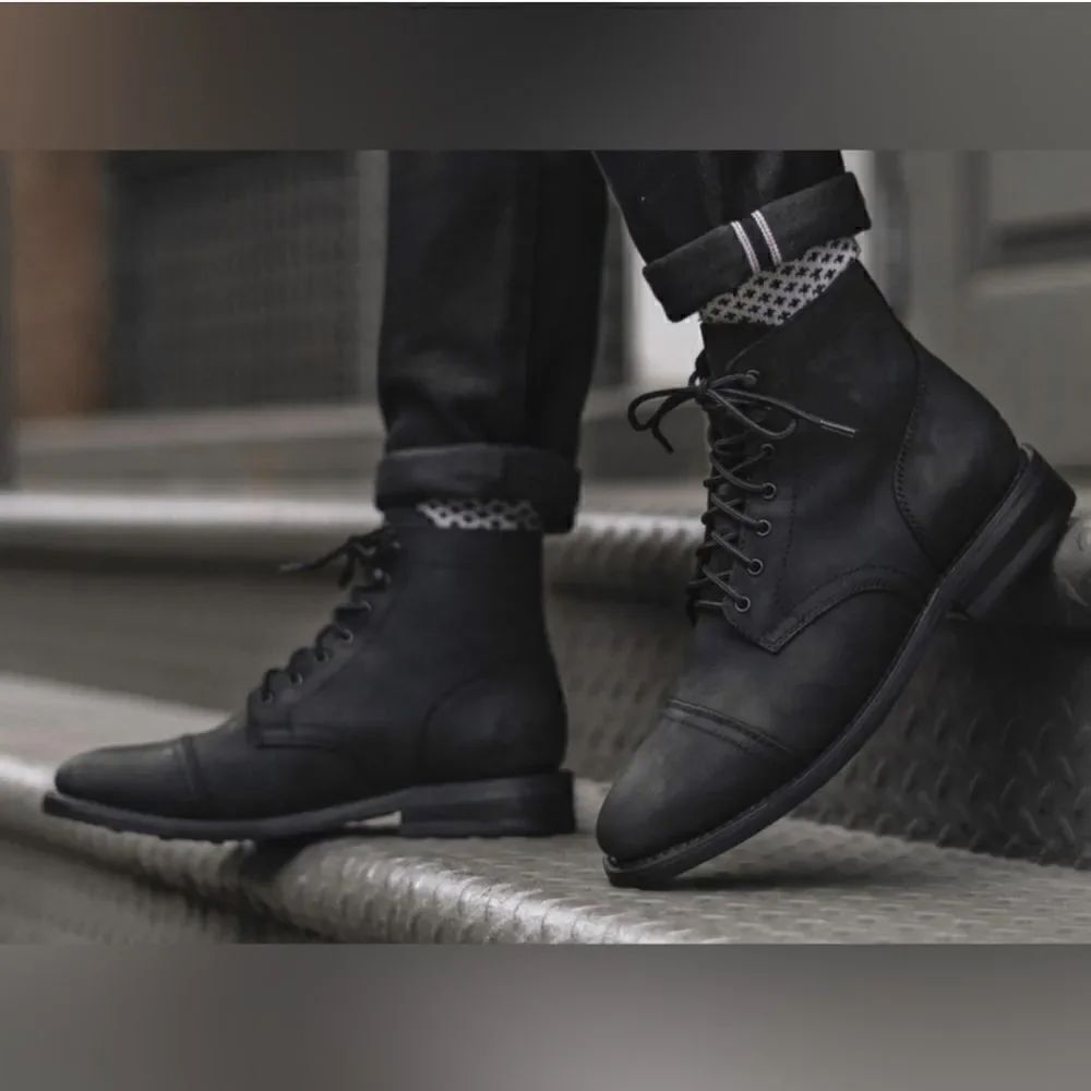 Thursday Boot Company Handcrafted Captain Black Leather Lace-up Boot Sz 7 Wide